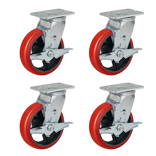 2" Wide Crowned Polyurethane on Steel Casters