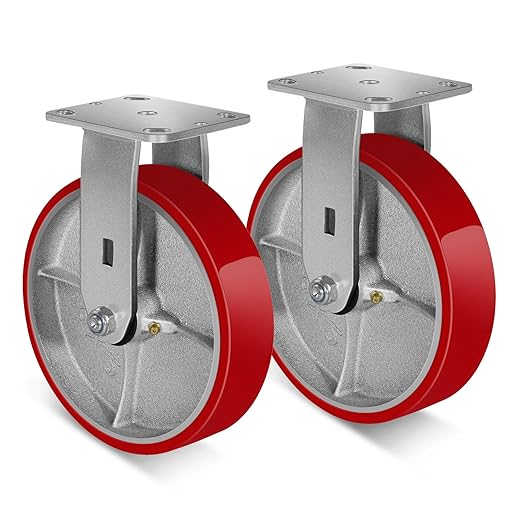2 " Wide Polyurethane on Cast Iron Casters (Red)