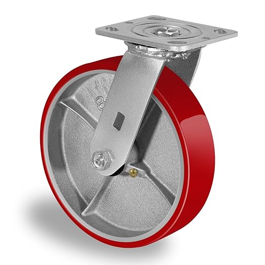 2 " Wide Polyurethane on Cast Iron Casters (Red)