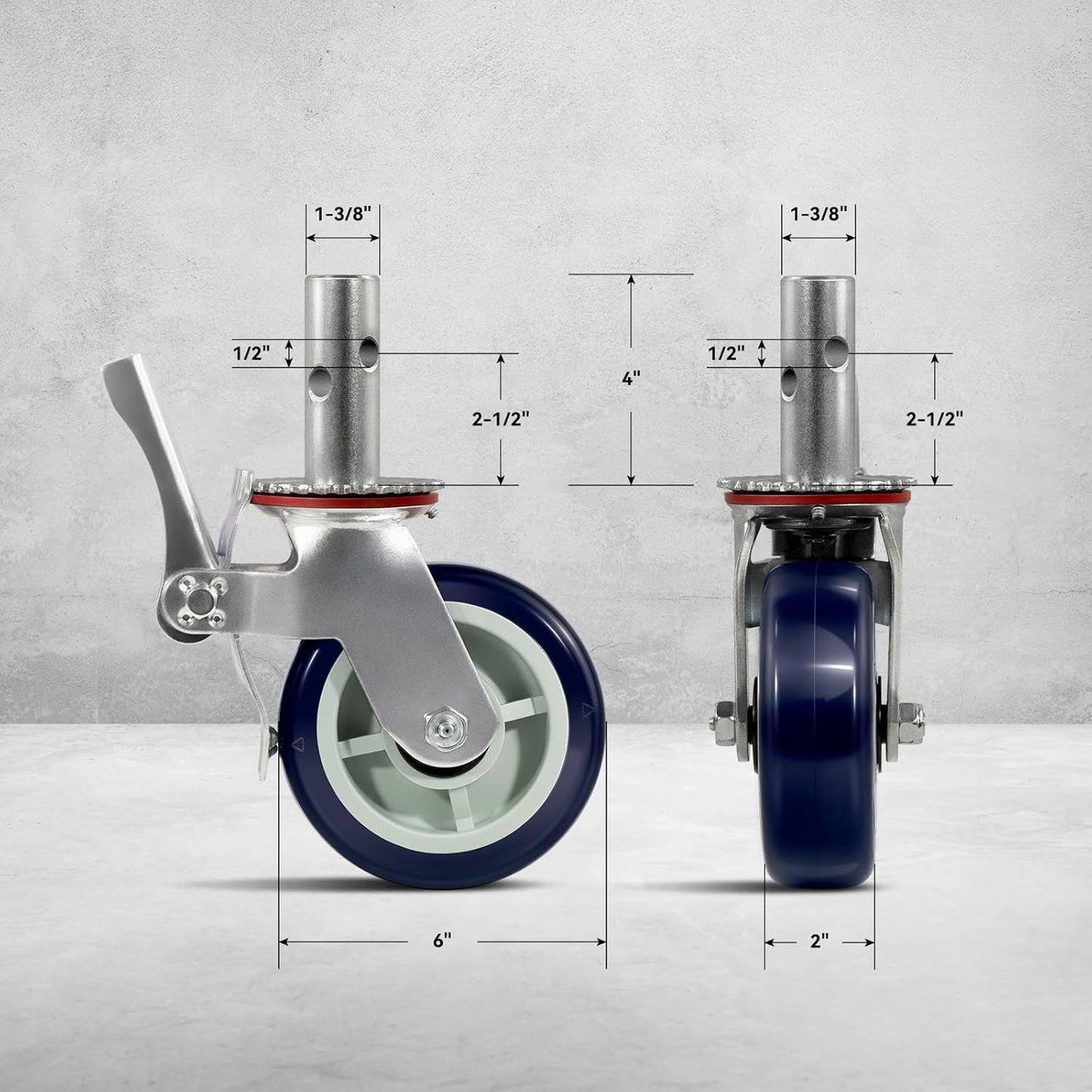 2" Wide Polyurethane on Polyolefin Scaffolding Casters