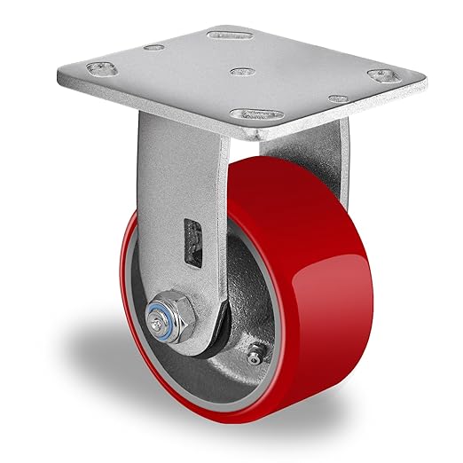 2 " Wide Polyurethane on Cast Iron Casters (Red)