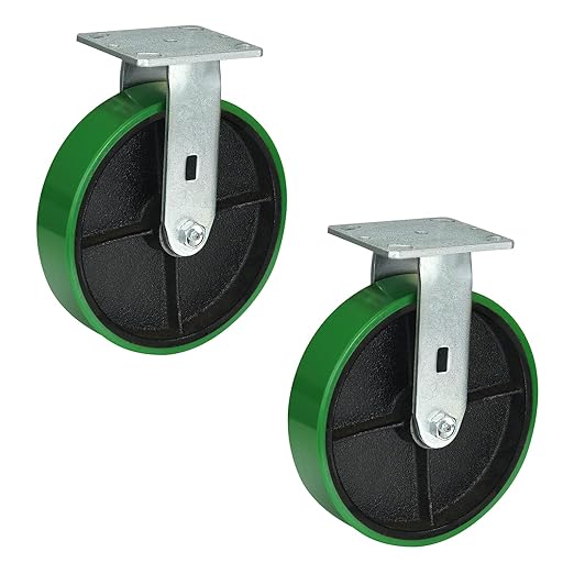 2" Wide Polyurethane on Cast Iron Casters Industrial Strength (Green)