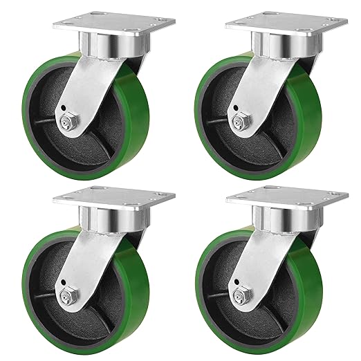 2" Wide Polyurethane on Cast Iron Kingpinless Casters