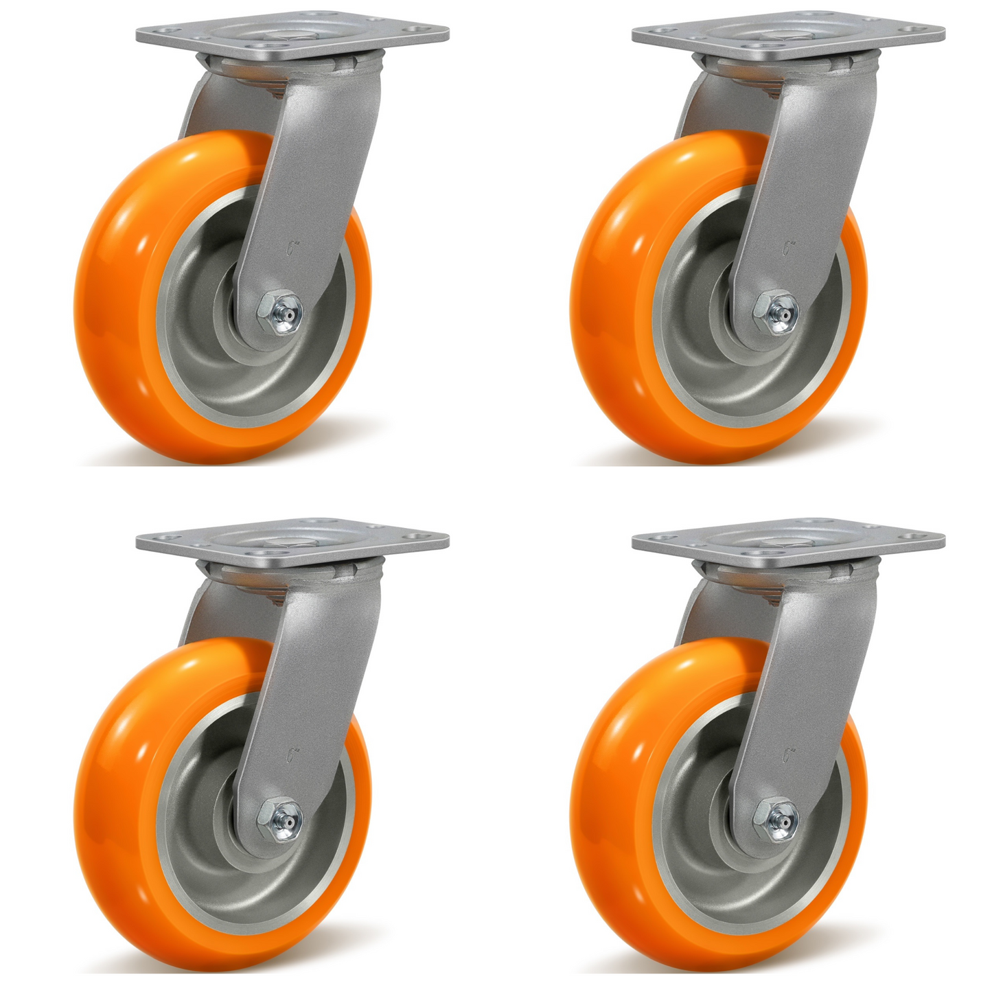 2" Wide Polyurethane On Aluminum Casters (Orange)