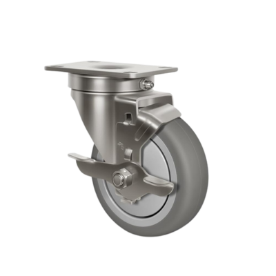 1-1/4" Wide Stainless Steel Rubber Casters