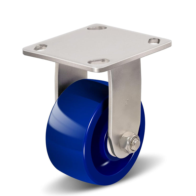 2" Wide Solid Polyurethane Stainless Steel Caster (Blue)