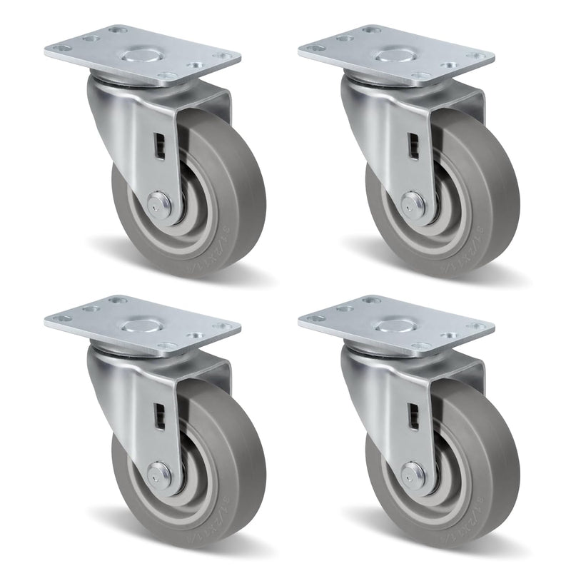 1-1/4" Wide Gray Rubber Quite Casters