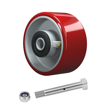 2" Wide Polyurethane on Cast Iron Wheel (Red)