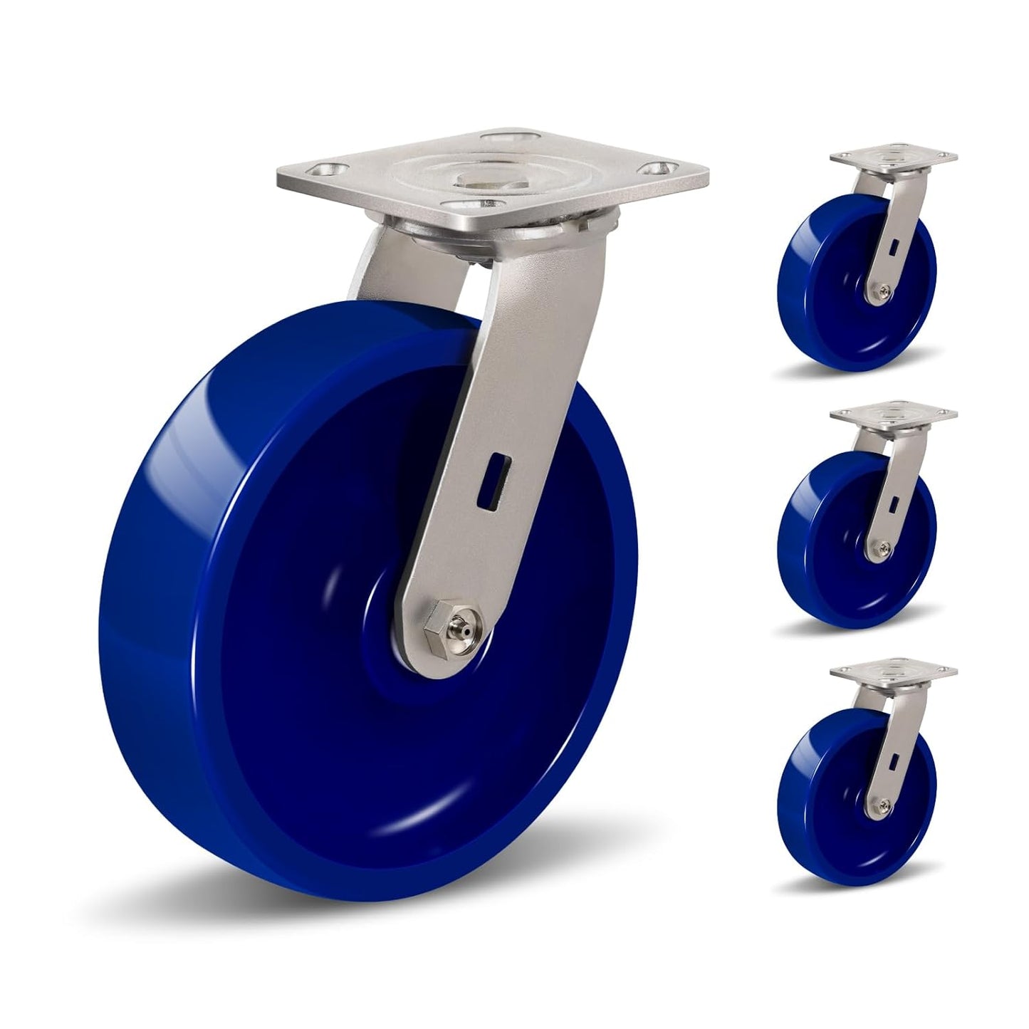 2" Wide Solid Polyurethane Stainless Steel Caster (Blue)