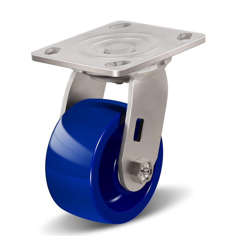 2" Wide Solid Polyurethane Stainless Steel Caster (Blue)