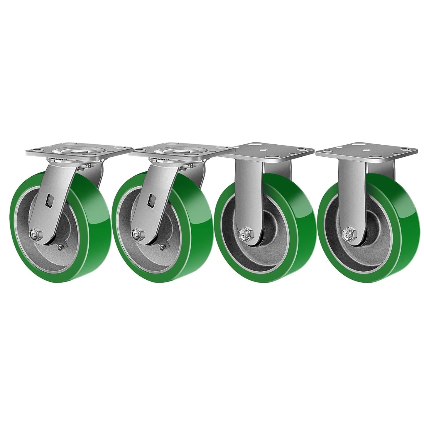 2" Wide Polyurethane on Aluminum Casters (Green)