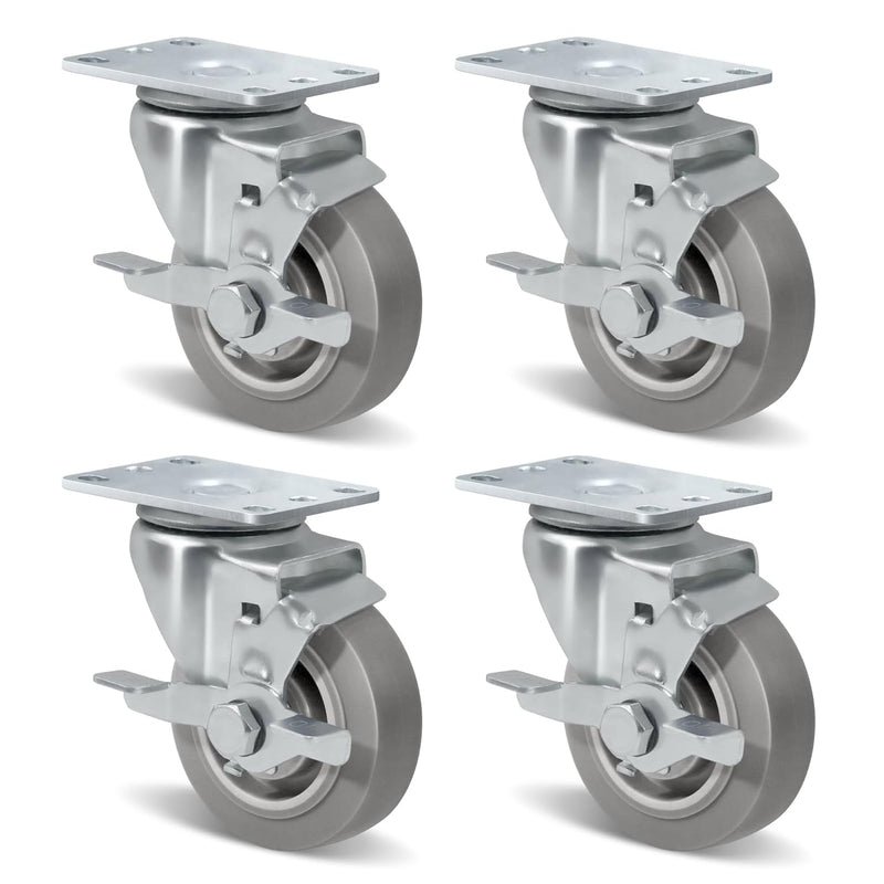 1-1/4" Wide Gray Rubber Quite Casters
