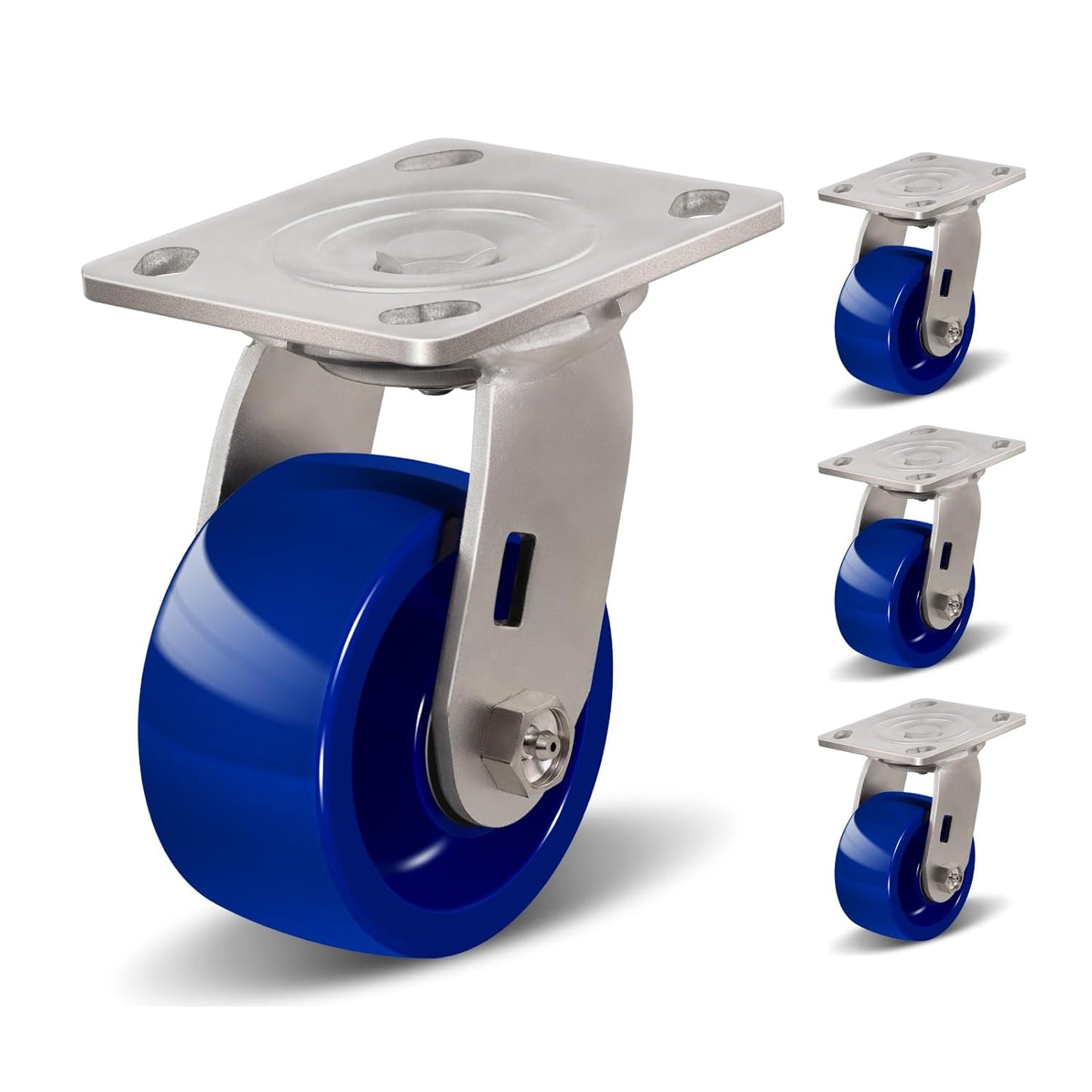 2" Wide Solid Polyurethane Caster (Blue)