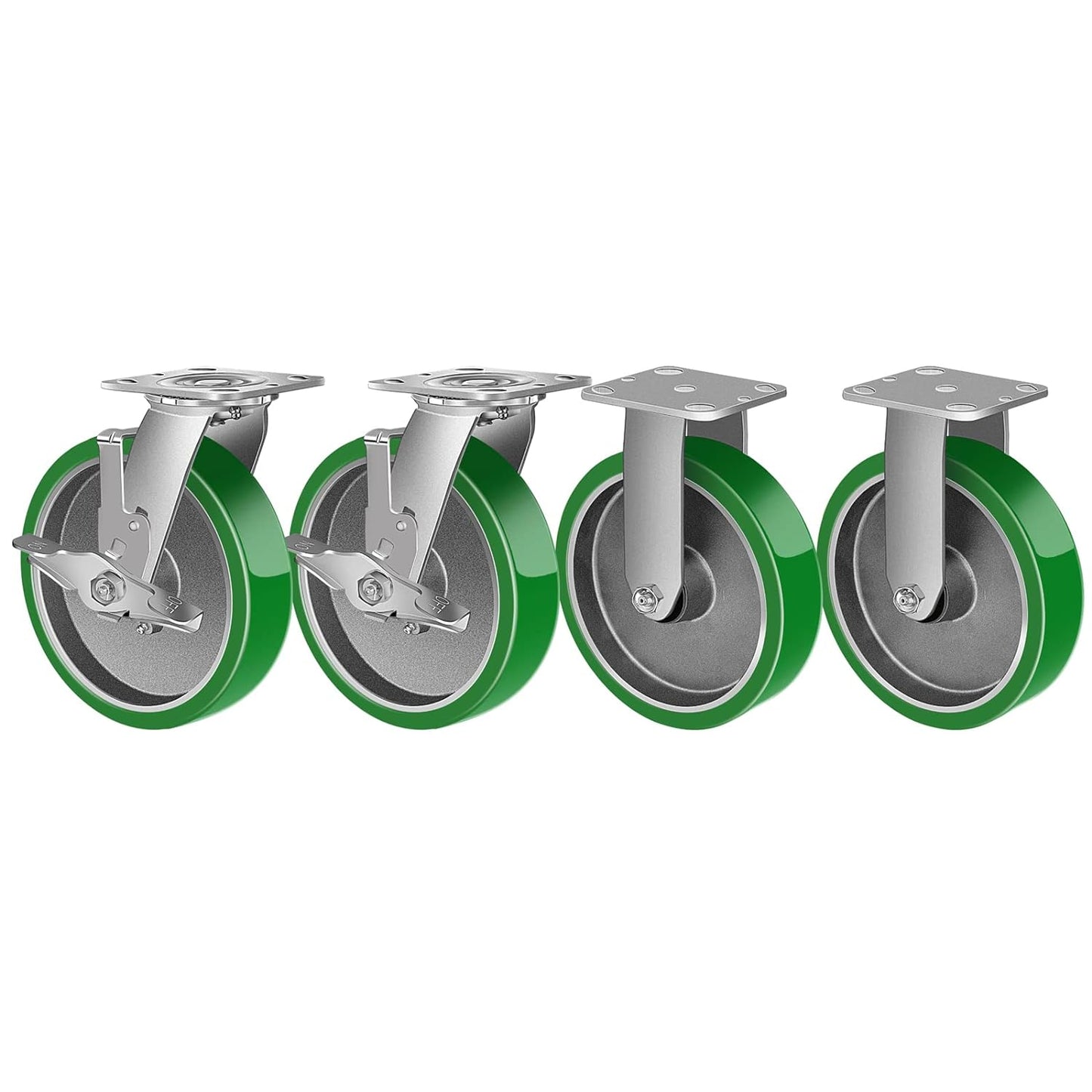2" Wide Polyurethane on Aluminum Casters (Green)