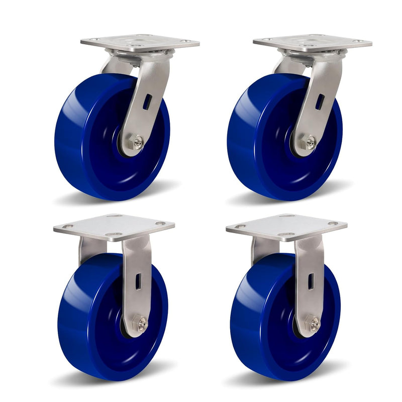 2" Wide Solid Polyurethane Caster (Blue)