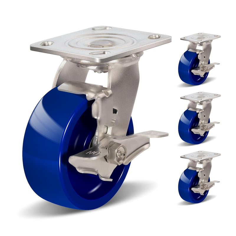 2" Wide Solid Polyurethane Caster (Blue)