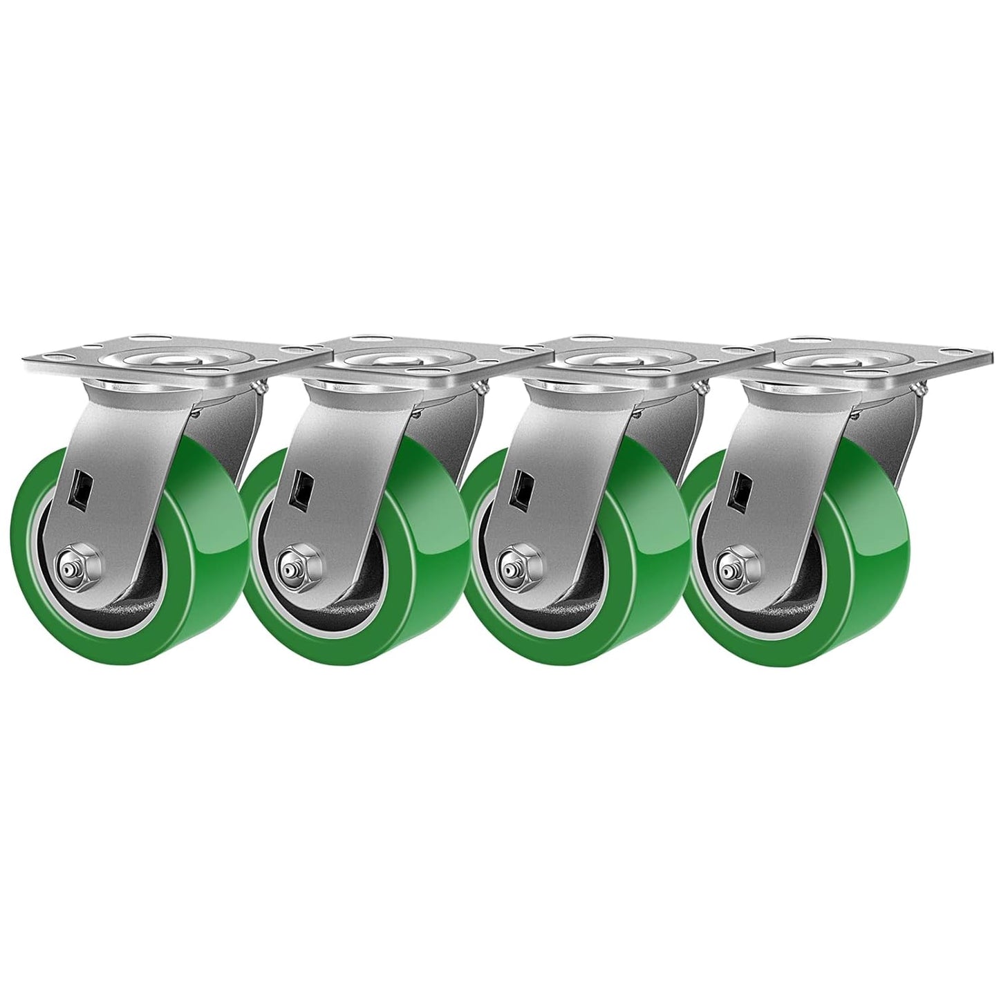 2" Wide Polyurethane on Aluminum Casters (Green)
