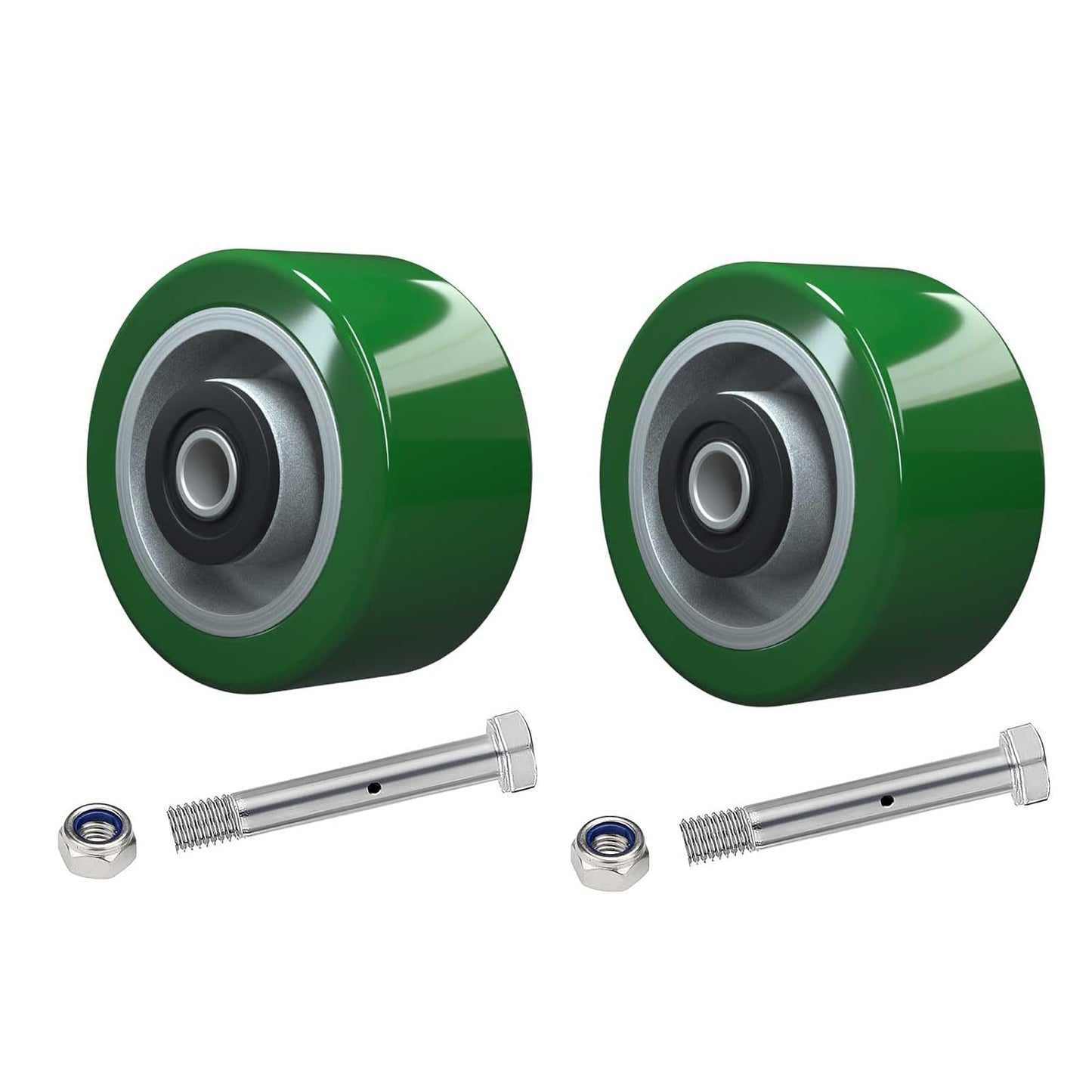 2" Wide Polyurethane on Aluminum Wheel (Green)