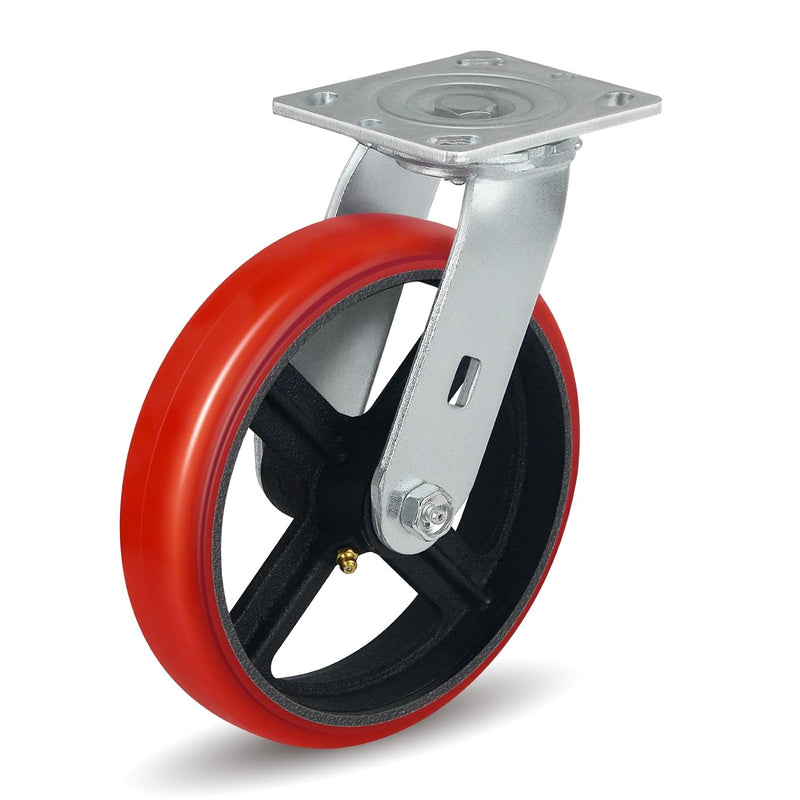 2" Wide Crowned Polyurethane on Steel Casters