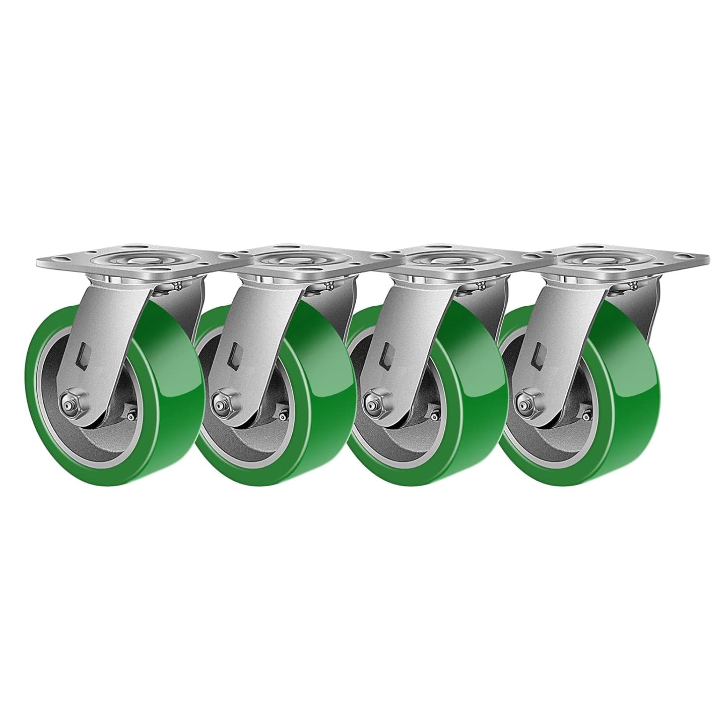 2" Wide Polyurethane on Aluminum Casters (Green)