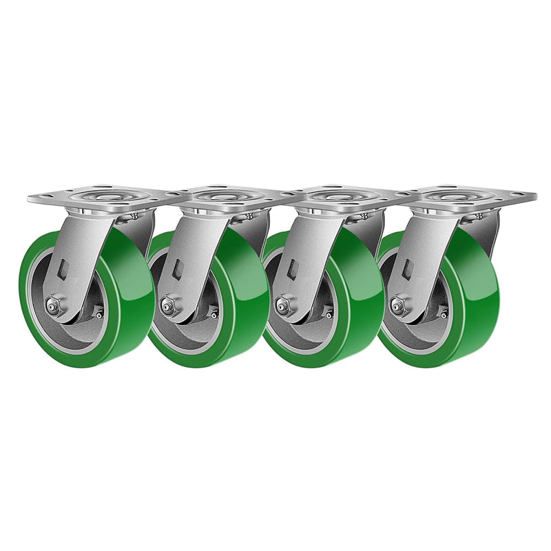 2" Wide Polyurethane on Aluminum Casters (Green)