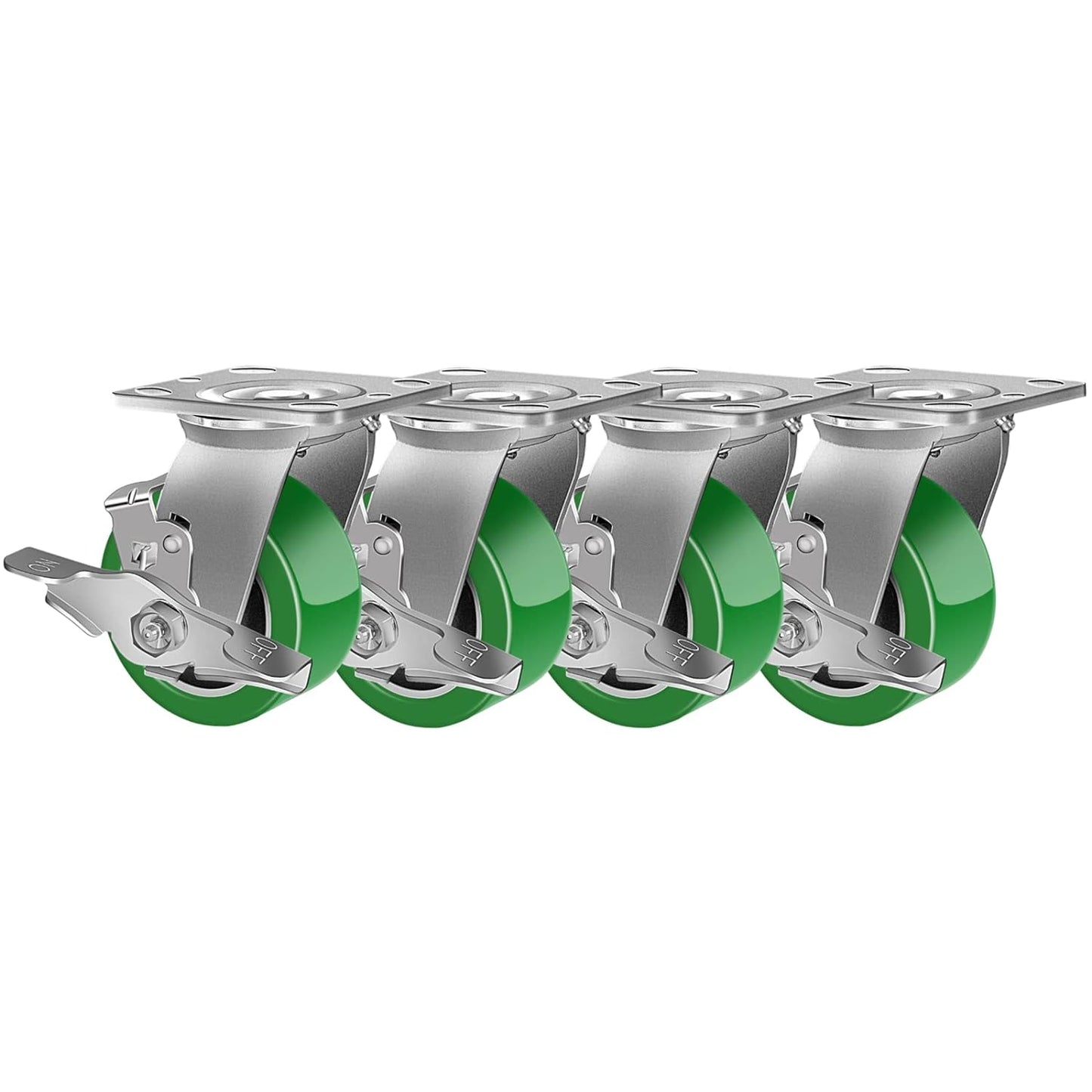 2" Wide Polyurethane on Aluminum Casters (Green)