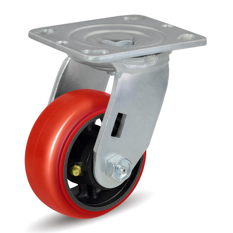 2" Wide Crowned Polyurethane on Steel Casters