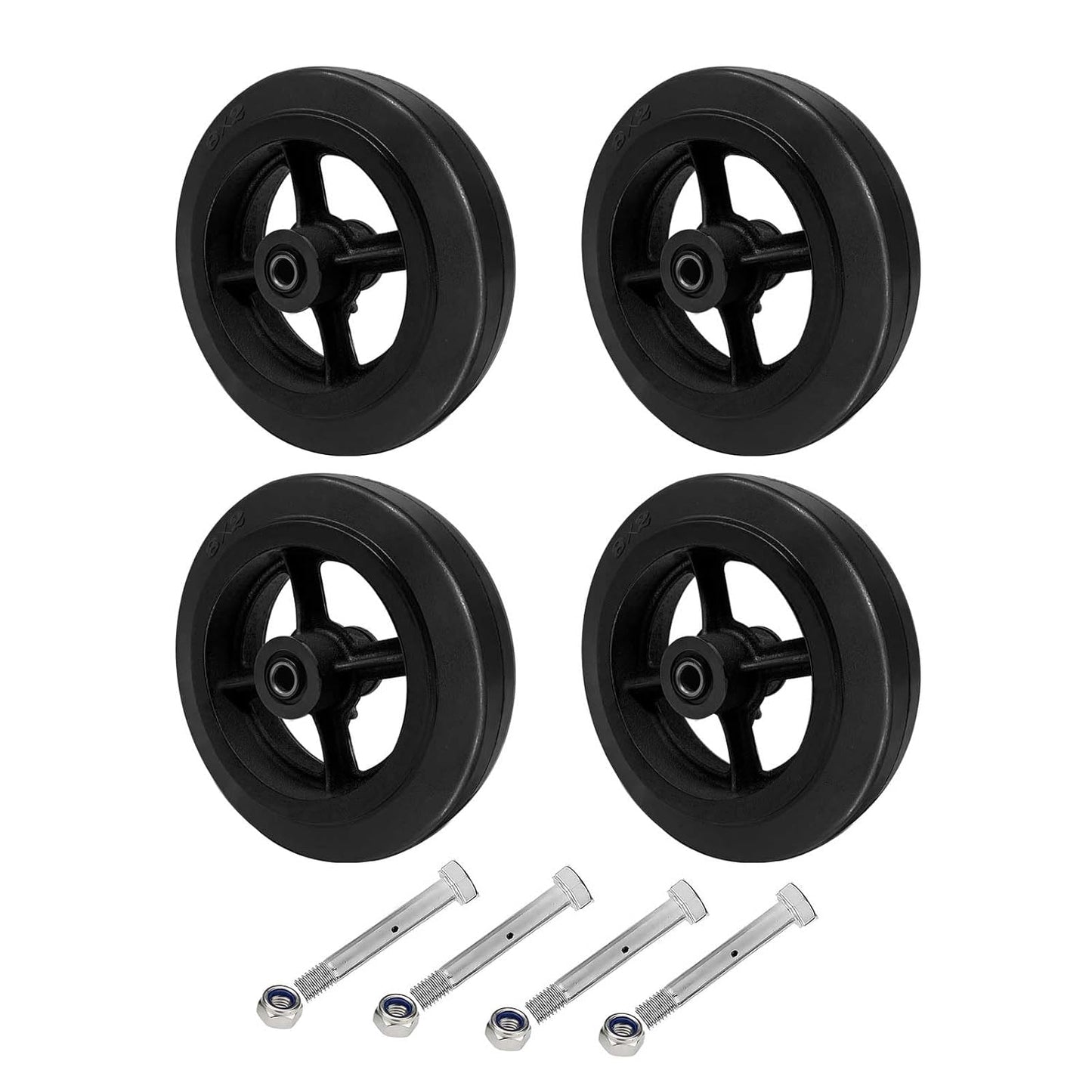 2" Wide Rubber Tread on Cast Iron Wheel