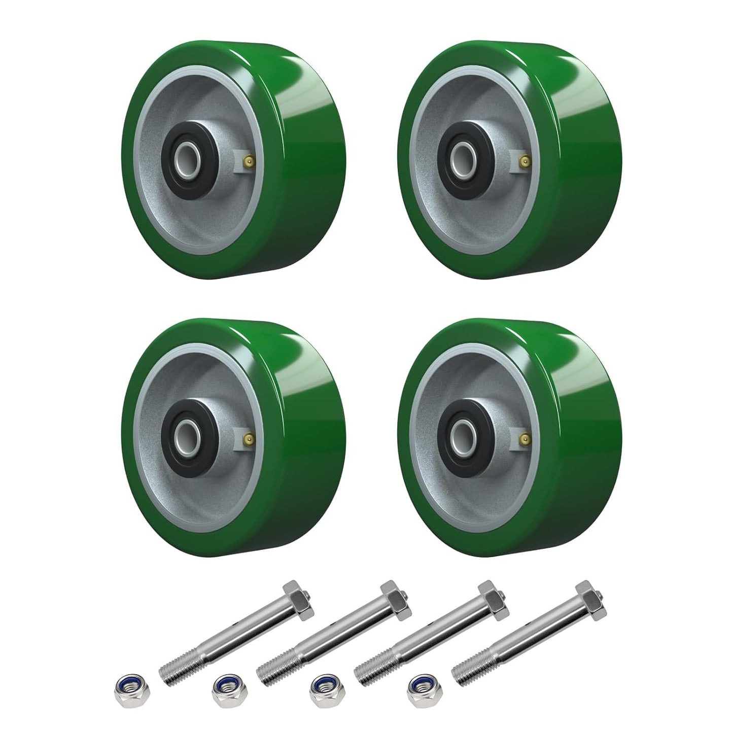 2" Wide Polyurethane on Aluminum Wheel (Green)