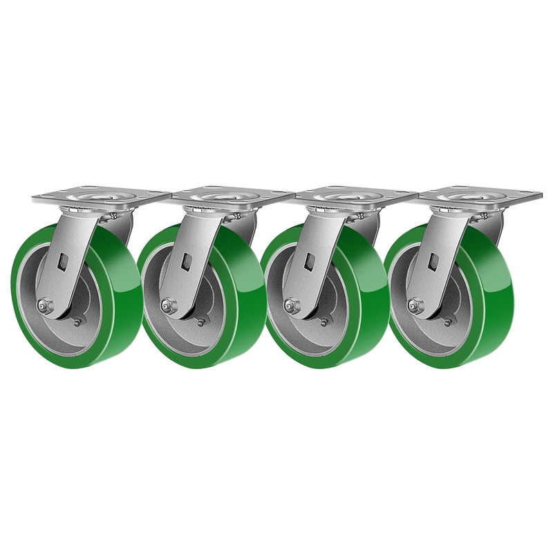 2" Wide Polyurethane on Aluminum Casters (Green)