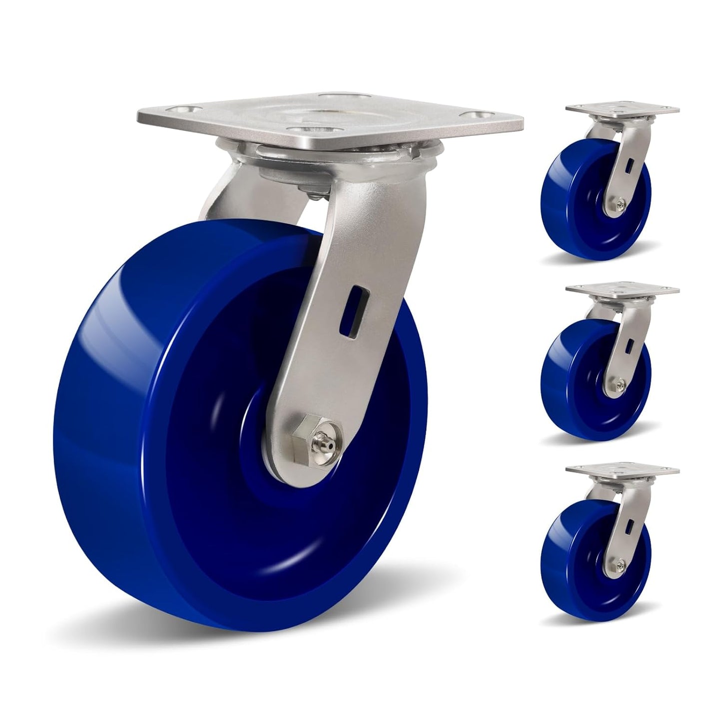 2" Wide Solid Polyurethane Stainless Steel Caster (Blue)