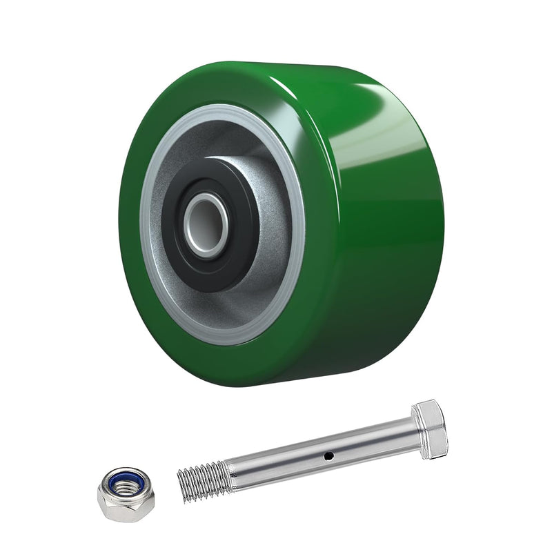 2" Wide Polyurethane on Aluminum Wheel (Green)