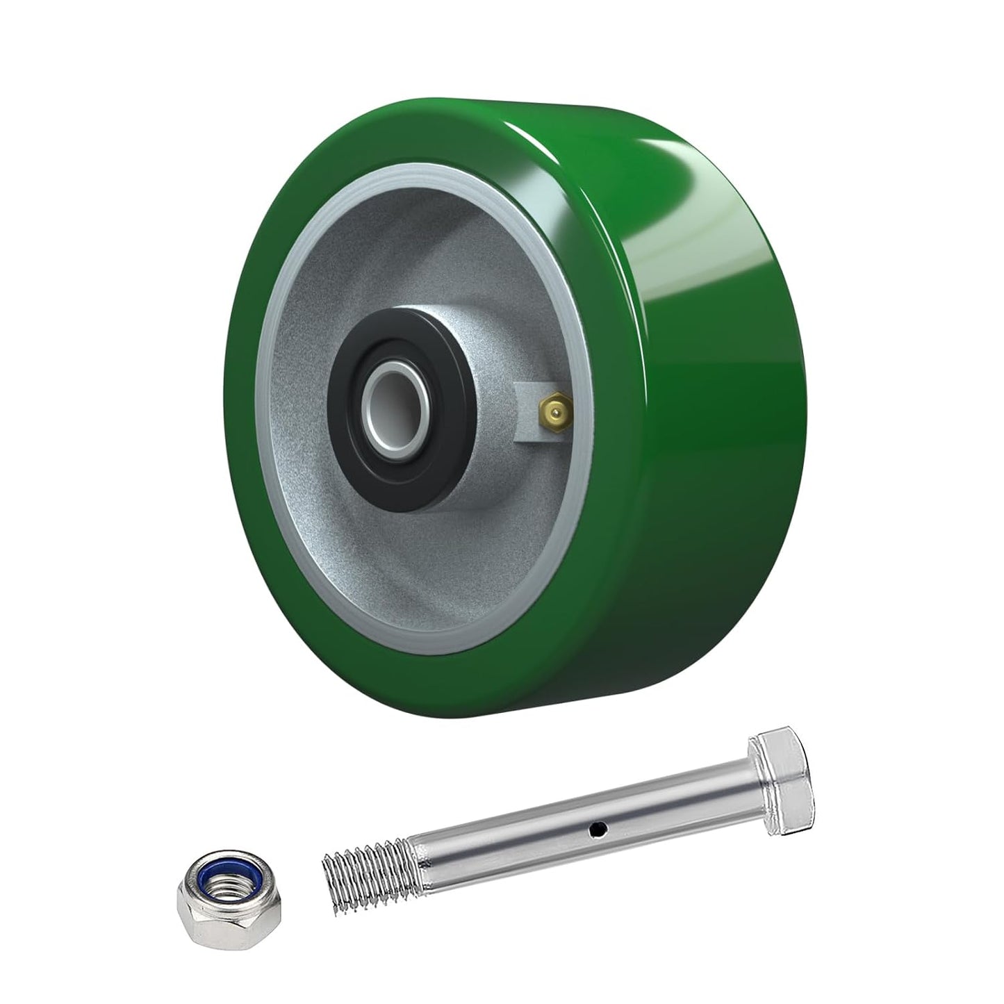 2" Wide Polyurethane on Aluminum Wheel (Green)