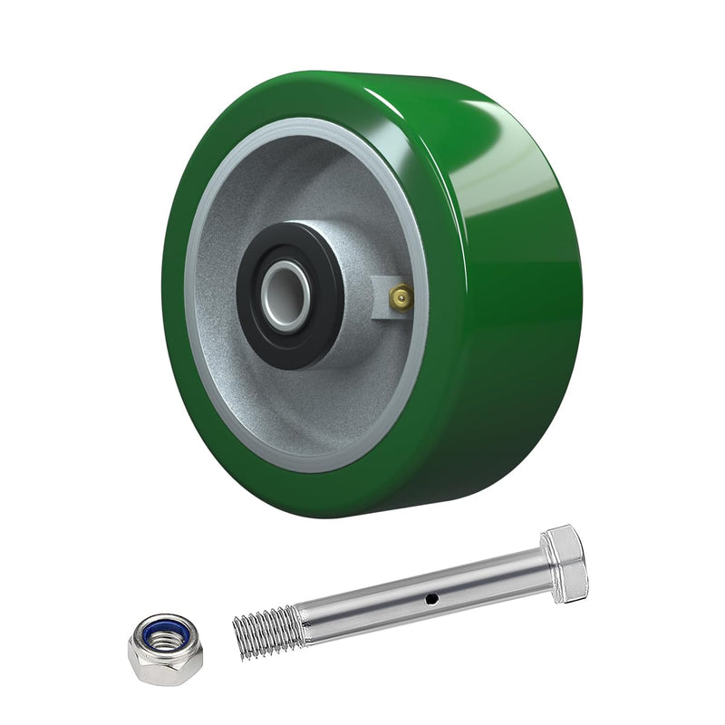 2" Wide Polyurethane on Aluminum Wheel (Green)