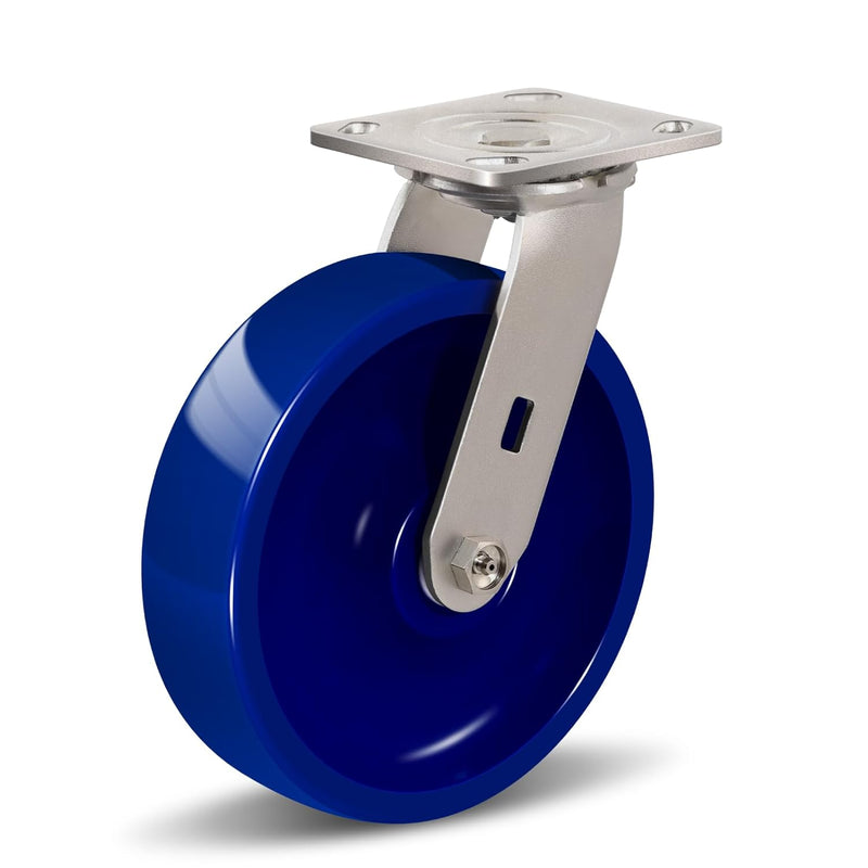 2" Wide Solid Polyurethane Stainless Steel Caster (Blue)