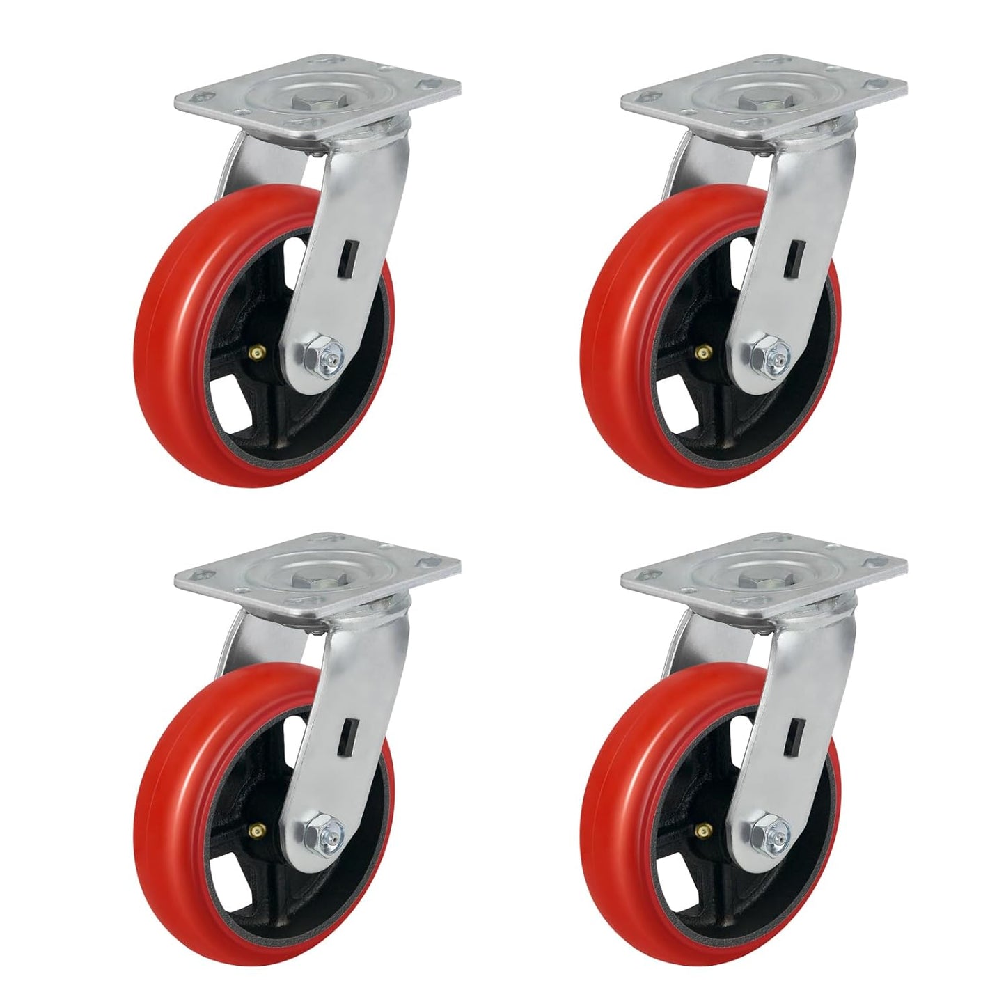 2" Wide Crowned Polyurethane on Steel Casters