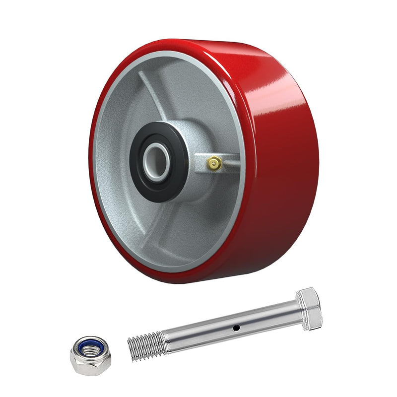 2" Wide Polyurethane on Cast Iron Wheel (Red)