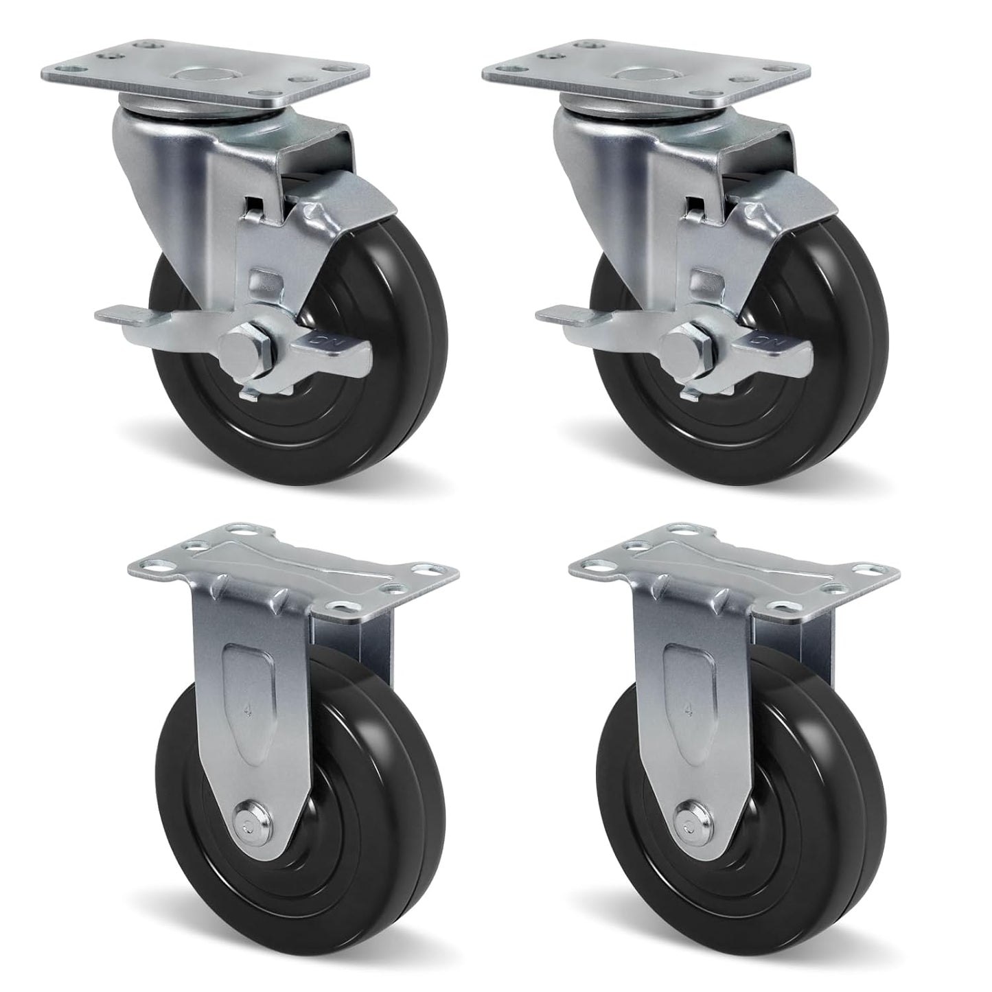 1-1/4" Wide Hard Rubber Casters