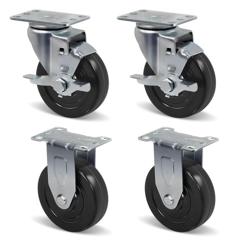 1-1/4" Wide Hard Rubber Casters
