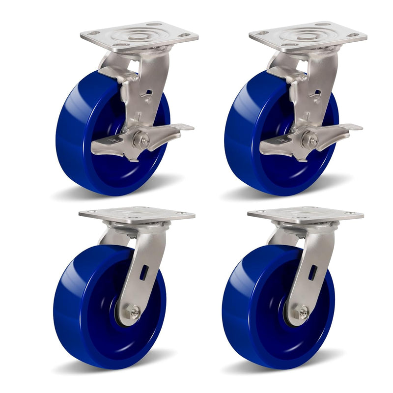 2" Wide Solid Polyurethane Caster (Blue)