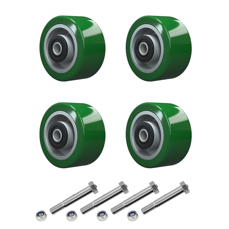 2" Wide Polyurethane on Aluminum Wheel (Green)