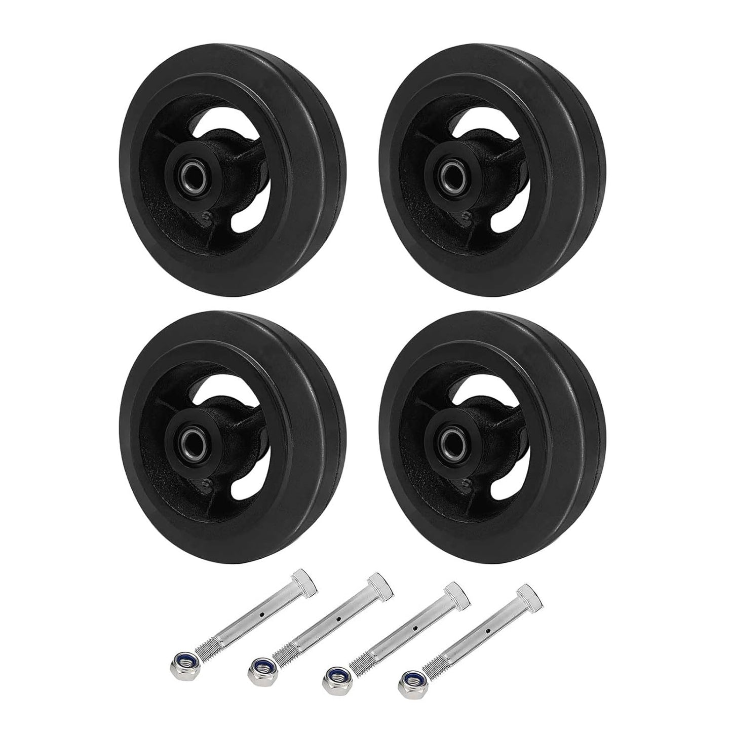 2" Wide Rubber Tread on Cast Iron Wheel