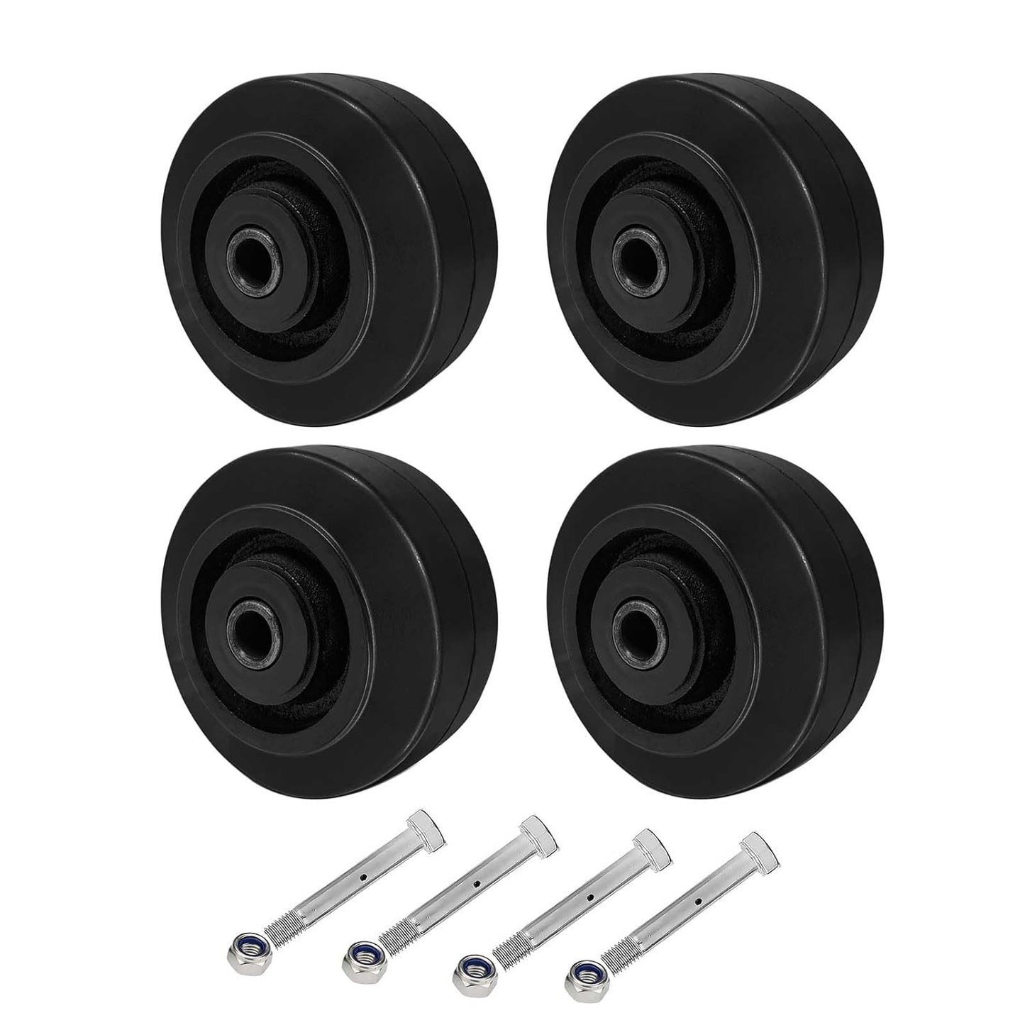 2" Wide Rubber Tread on Cast Iron Wheel