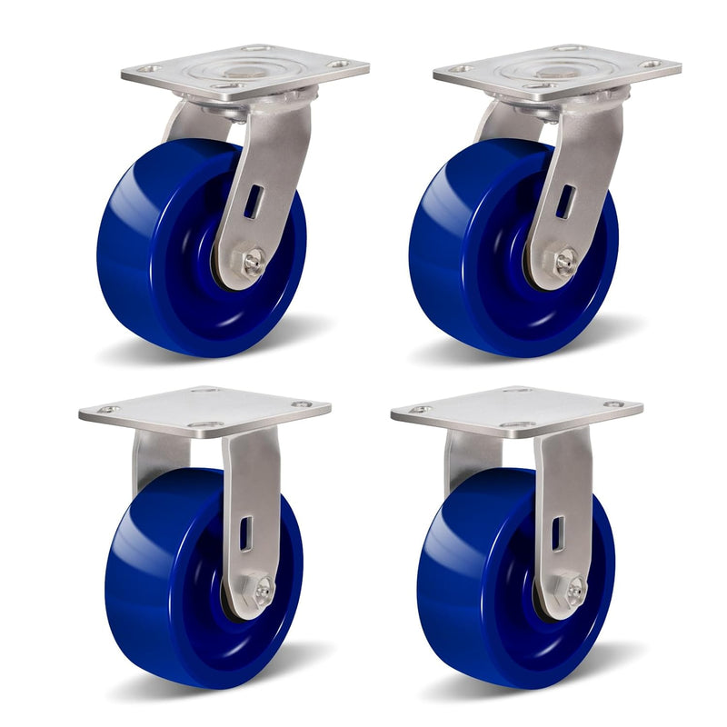 2" Wide Solid Polyurethane Caster (Blue)