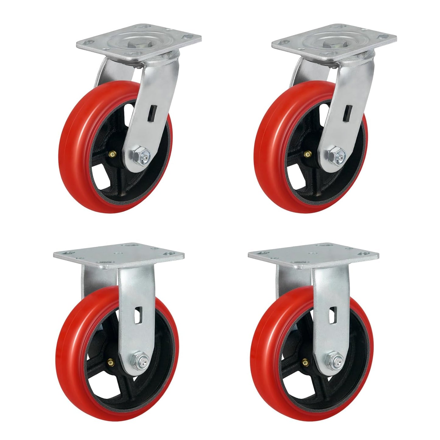 2" Wide Crowned Polyurethane on Steel Casters
