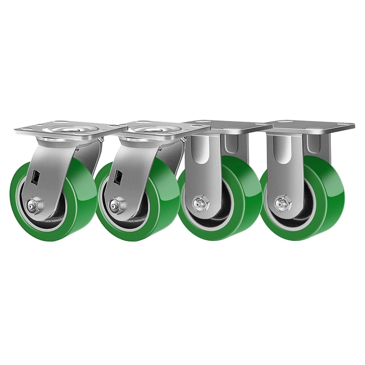 2" Wide Polyurethane on Aluminum Casters (Green)