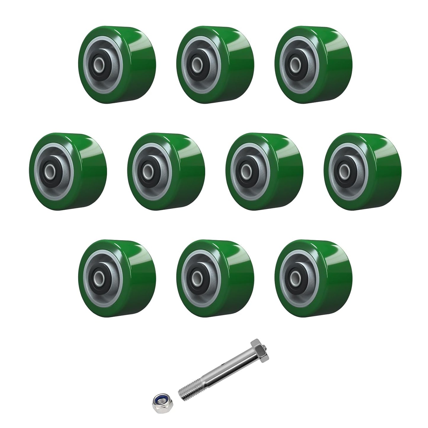 2" Wide Polyurethane on Aluminum Wheel (Green)