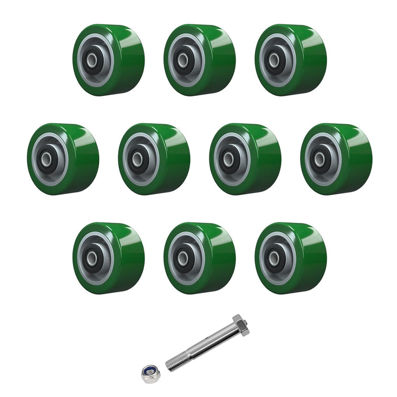 2" Wide Polyurethane on Aluminum Wheel (Green)