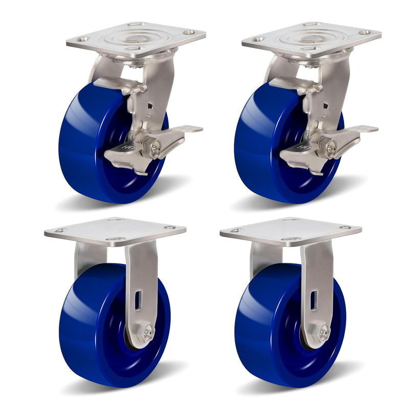 2" Wide Solid Polyurethane Caster (Blue)