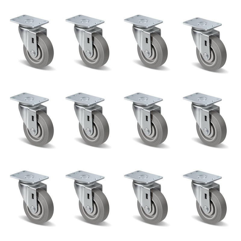 1-1/4" Wide Gray Rubber Quite Casters